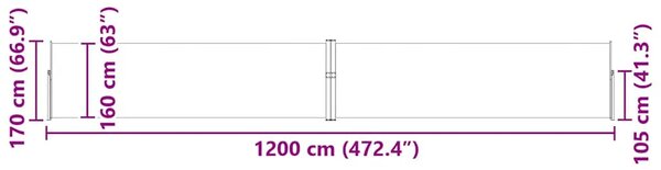 Uvlačiva bočna tenda za terasu 170 x 1200 cm krem - Krema 170 x 1200 cm 1 Krema
