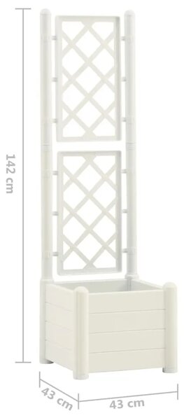 Vrtna sadilica s rešetkom 43 x 43 x 142 cm PP bijela - Bijela 43 x 43 x 142 cm 1 Bijela
