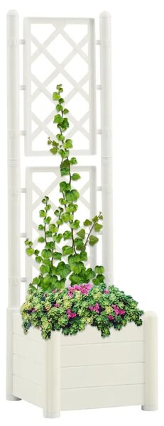 Vrtna sadilica s rešetkom 43 x 43 x 142 cm PP bijela - Bijela 43 x 43 x 142 cm 1 Bijela