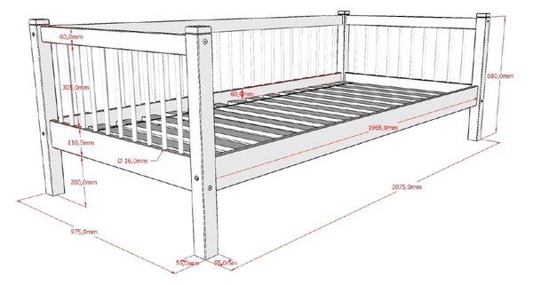 Bijeli dječji krevet od masivne bukve 90x200 cm Forrest – Vipack