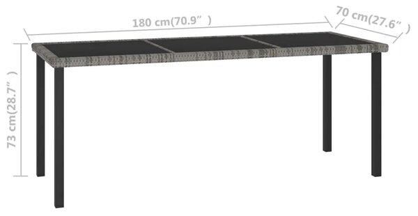 Vrtni stol - Blagovaonski stol sivi 180 x 70 x 73 cm od poliratana - Siva 180 x 70 x 73 cm 1 Siva