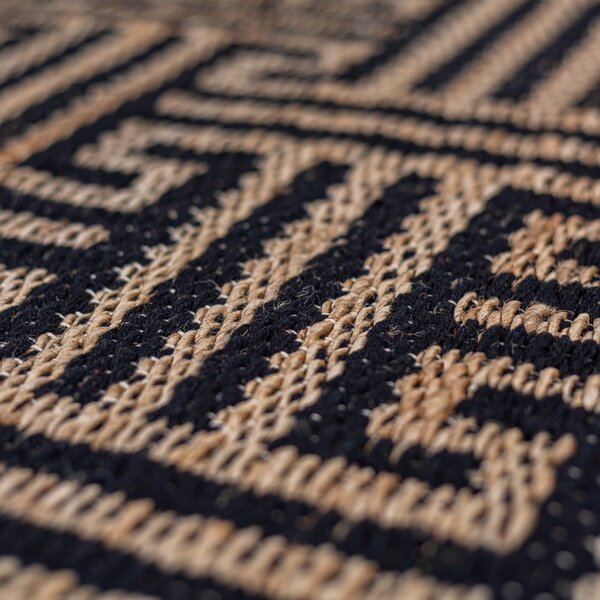 Crna/u prirodnoj boji ručno rađena staza od mješavine jute 80x230 cm Meander Jute – Flair Rugs