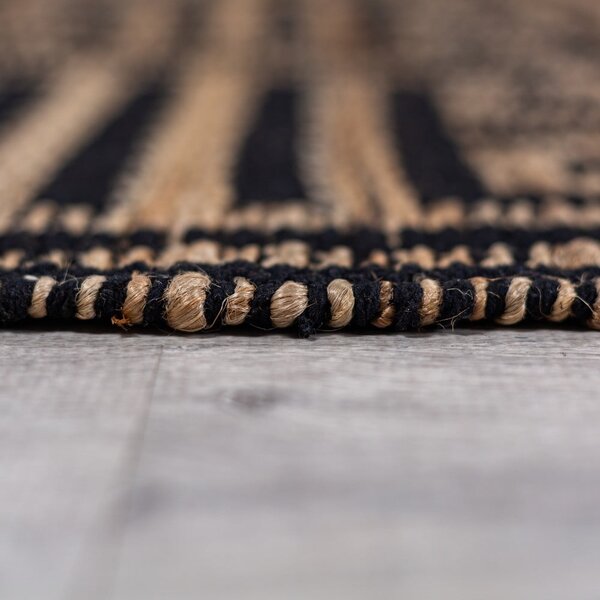Crna/u prirodnoj boji ručno rađena staza od mješavine jute 80x230 cm Meander Jute – Flair Rugs