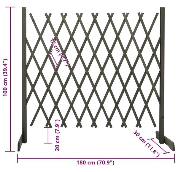Vrtna rešetkasta ograda siva 180 x 100 cm od masivne jelovine - Siva 180 x 100 cm 1 Siva