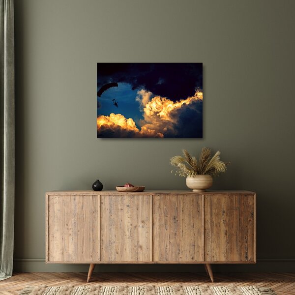 Staklena slika padobranca u oblacima (70x50 cm)