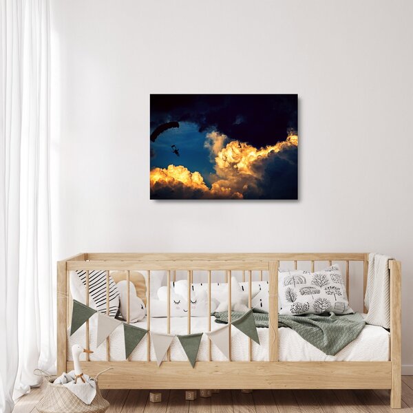 Staklena slika padobranca u oblacima (70x50 cm)