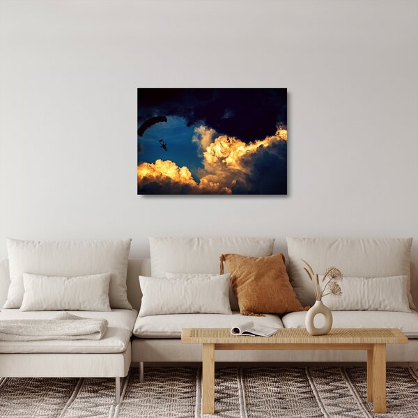 Staklena slika padobranca u oblacima (70x50 cm)
