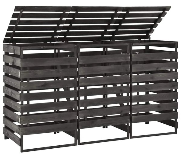 Spremište za kante za smeće 210x75x121 cm obojena borovina - 3 kante 1 3 kante