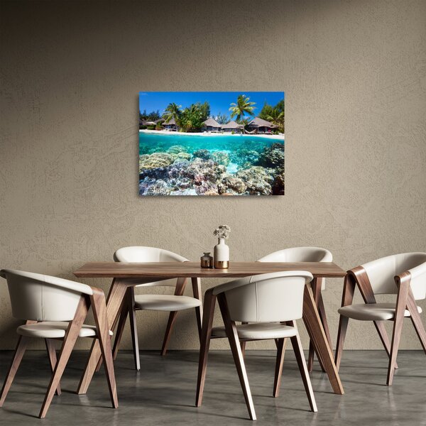 Staklena slika plaže na tropskom otoku (70x50 cm)