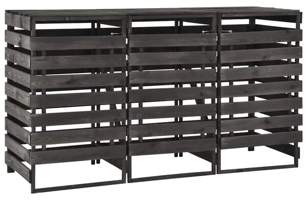 Spremište za kante za smeće 210x75x121 cm obojena borovina - 3 kante 1 3 kante