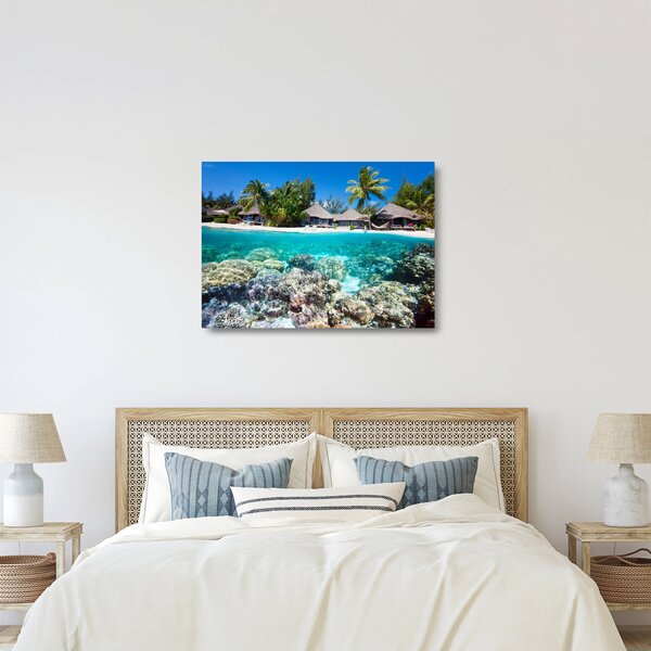 Staklena slika plaže na tropskom otoku (70x50 cm)