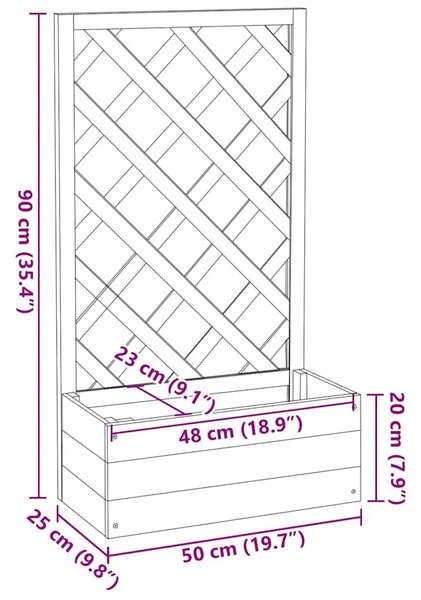 Vrtna sadilica s rešetkom siva 50x25x90 cm od masivne jelovine - Siva 1 1 Siva