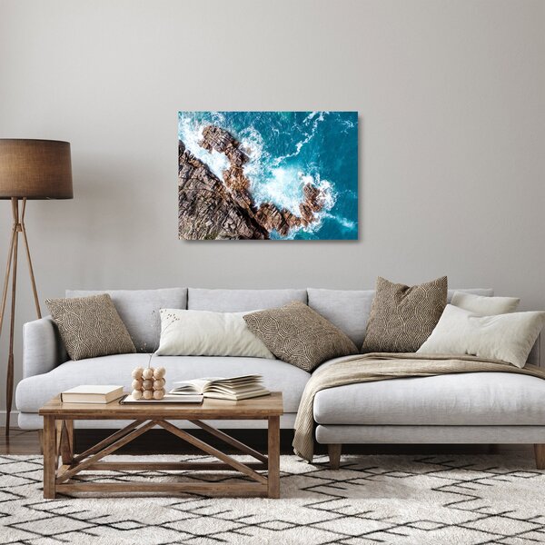 Staklena slika stijena i mora (70x50 cm)