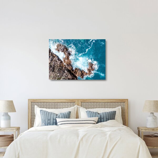 Staklena slika stijena i mora (70x50 cm)
