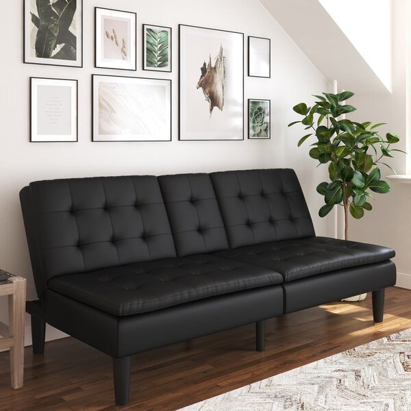 Crna sklopiva sofa od imitacije kože 191 cm Maine – Støraa