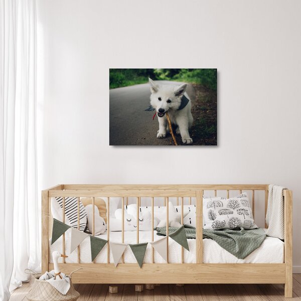 Staklena slika bijelog psa (70x50 cm)