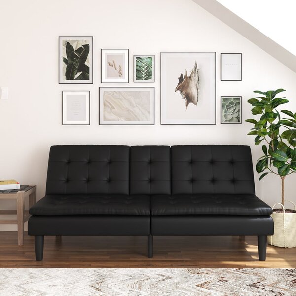 Crna sklopiva sofa od imitacije kože 191 cm Maine – Støraa