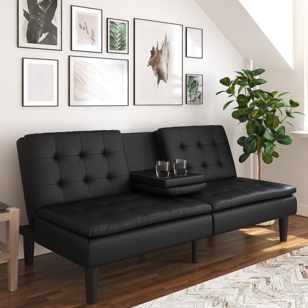 Crna sklopiva sofa od imitacije kože 191 cm Maine – Støraa