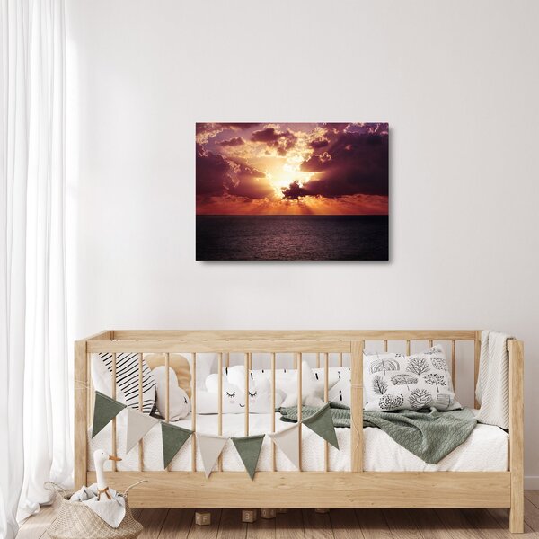 Staklena slika sunca iza oblaka (70x50 cm)