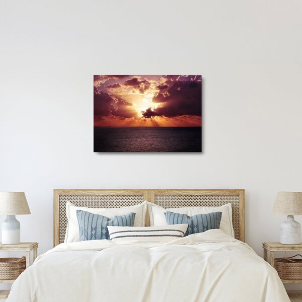 Staklena slika sunca iza oblaka (70x50 cm)