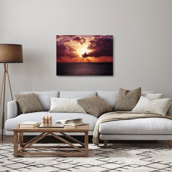 Staklena slika sunca iza oblaka (70x50 cm)