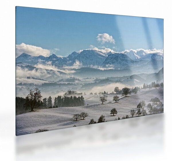 Staklena slika snježnih planina (70x50 cm)