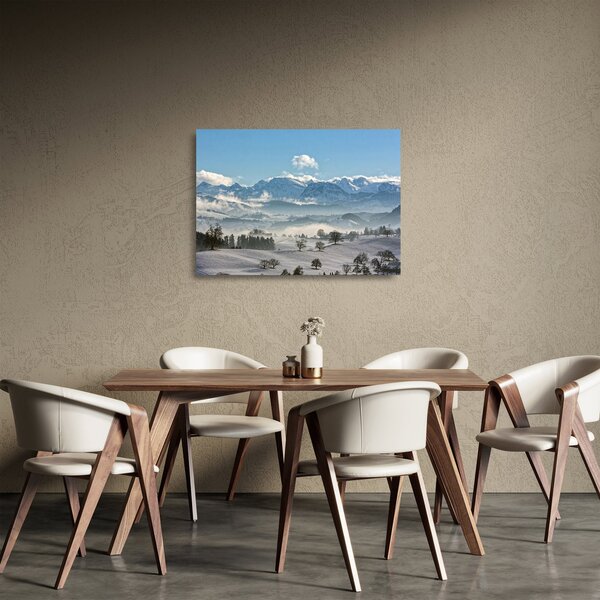 Staklena slika snježnih planina (70x50 cm)