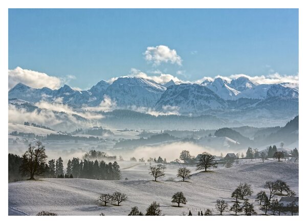 Staklena slika snježnih planina (70x50 cm)