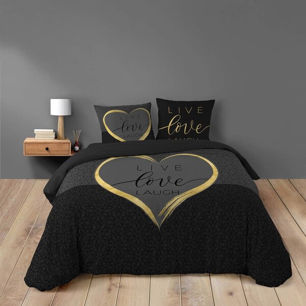 Crna pamučna posteljina za bračni krevet 200x200 cm Crazy Love – douceur d'intérieur