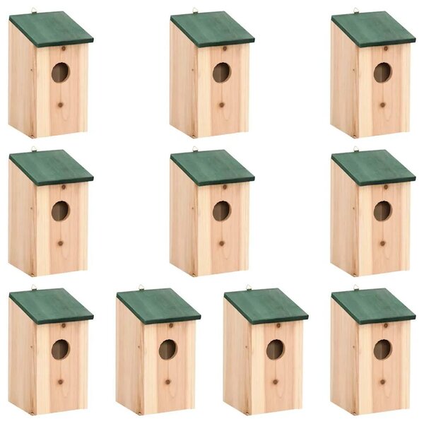Kućice za ptice 10 kom od masivne jelovine 12 x 12 x 22 cm - 10 10