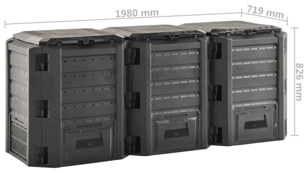 Vrtni komposter crni 1200 L - 1200 l 1 1200 l