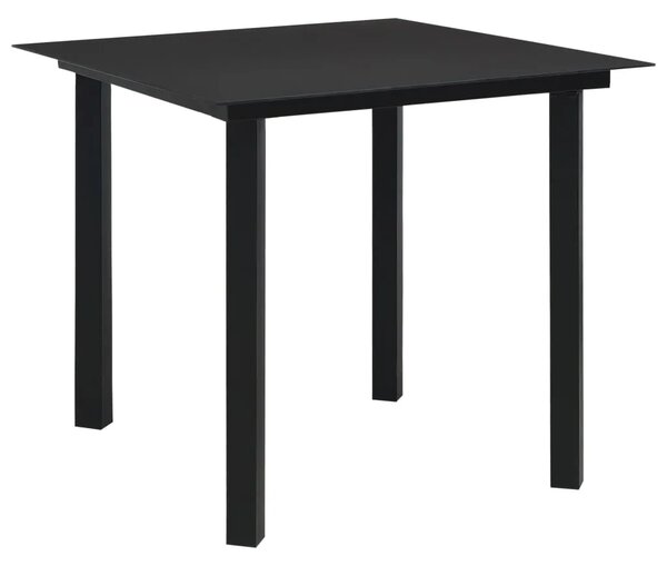 Vrtni stol - Blagovaonski stol crni 80 x 80 x 74 cm od čelika i stakla - 80 x 80 x 74 cm 1 80 x 80 x 74 cm