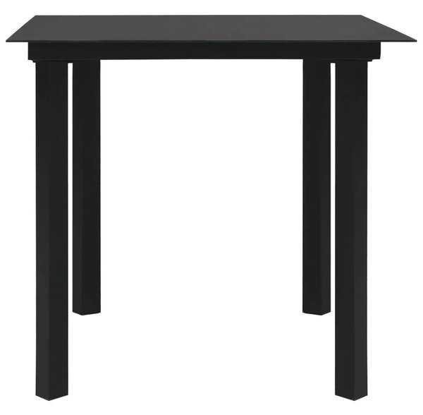 Vrtni stol - Blagovaonski stol crni 80 x 80 x 74 cm od čelika i stakla - 80 x 80 x 74 cm 1 80 x 80 x 74 cm
