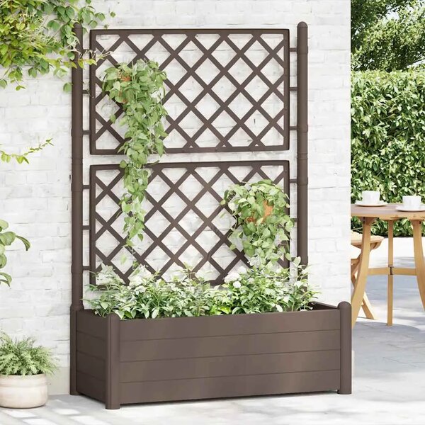 Vrtna sadilica s rešetkom 100 x 43 x 142 cm PP boja kave - Mocha 100 x 43 x 142 cm 1 Mocha