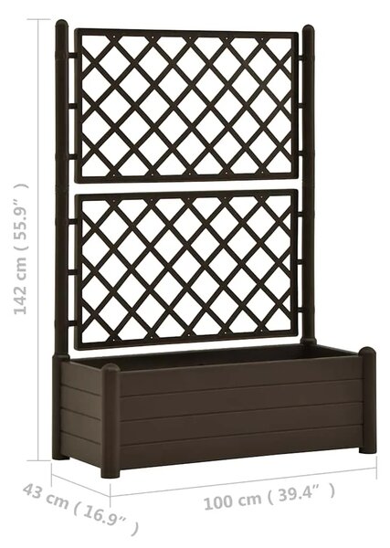 Vrtna sadilica s rešetkom 100 x 43 x 142 cm PP boja kave - Mocha 100 x 43 x 142 cm 1 Mocha