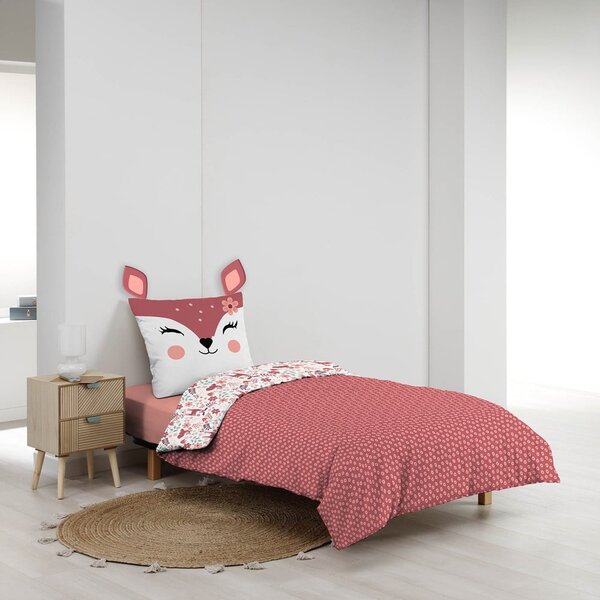 Bijela/ružičasta pamučna dječja posteljina za krevet za jednu osobu 140x200 cm Bichette – douceur d'intérieur