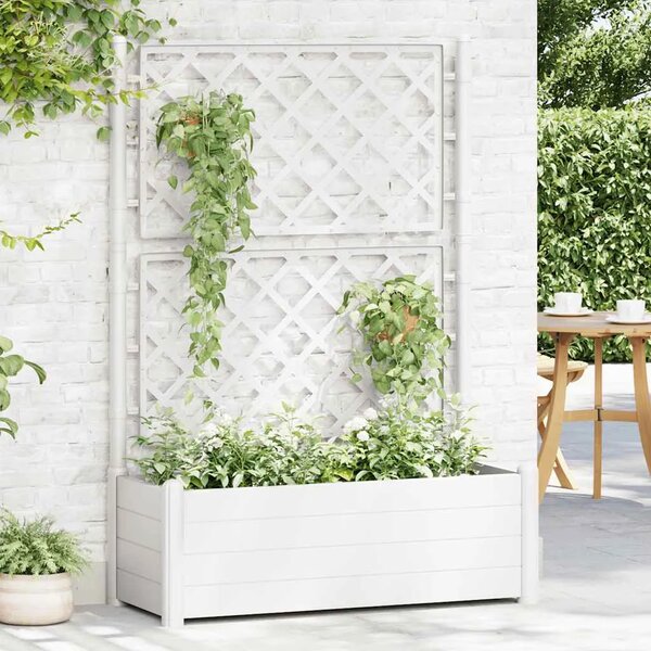 Vrtna sadilica s rešetkom 100 x 43 x 142 cm PP bijela - Bijela 100 x 43 x 142 cm 1 Bijela