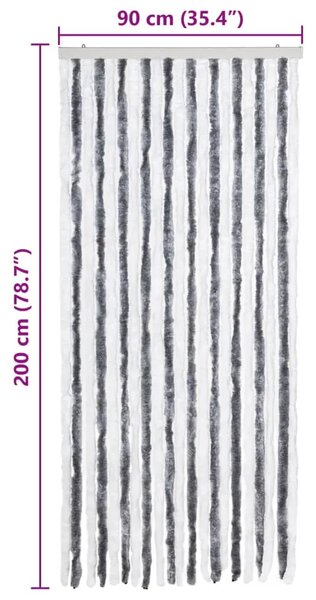 Zavjesa protiv muha - Zastor protiv insekata sivo-bijeli 90 x 200 cm šenil - Siva i bijela 90 x 200 cm Siva i bijela 90 x 200 cm