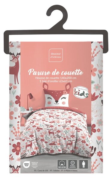Bijela/ružičasta pamučna dječja posteljina za krevet za jednu osobu 140x200 cm Bichette – douceur d'intérieur