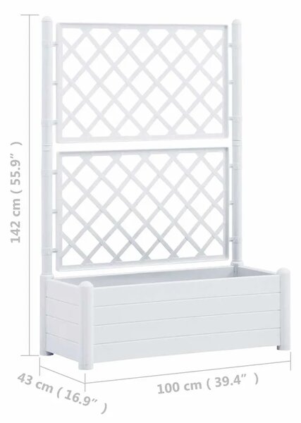 Vrtna sadilica s rešetkom 100 x 43 x 142 cm PP bijela - Bijela 100 x 43 x 142 cm 1 Bijela
