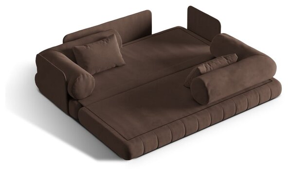 Smeđa baršunasti sklopiva sofa 206 cm Kemi – Cosmopolitan Design