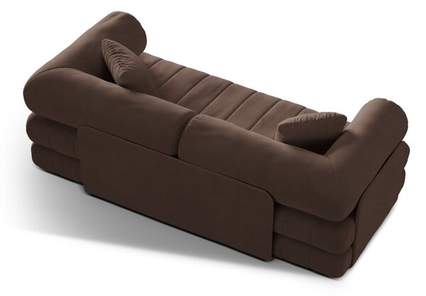 Smeđa baršunasti sklopiva sofa 206 cm Kemi – Cosmopolitan Design