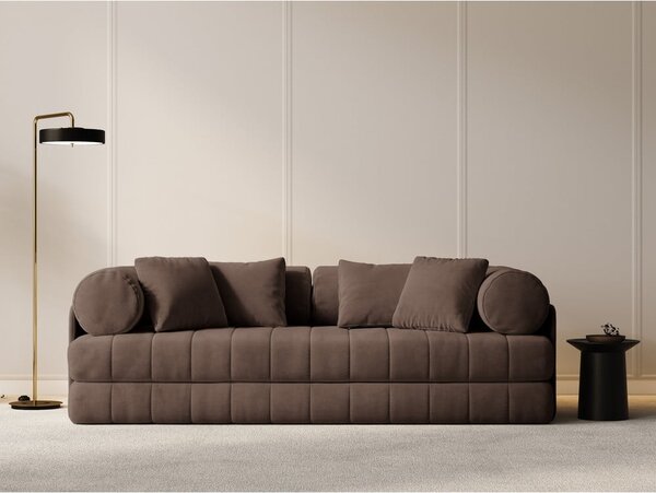 Smeđa baršunasti sklopiva sofa 206 cm Kemi – Cosmopolitan Design