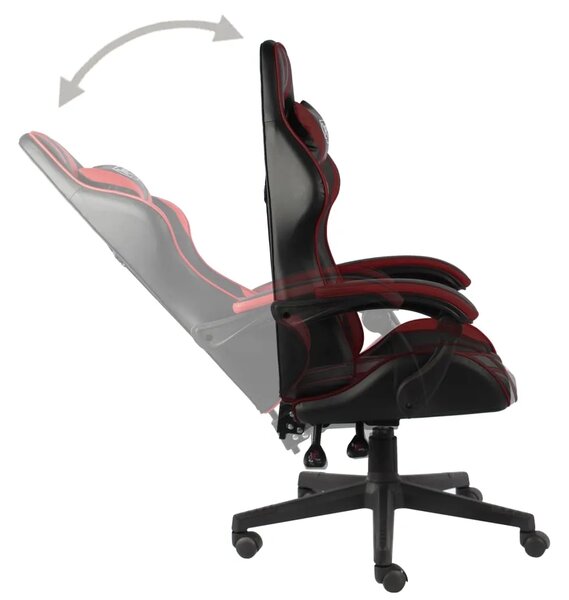 Gaming stolica od umjetne kože crna i crvena boja vina - boja crnog vina 1 Bez naslona za noge Boja crnog vina