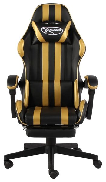 Gaming stolica od umjetne kože s osloncem za noge crno-zlatna - Zlatno 1 Sa naslonom za noge Zlatno