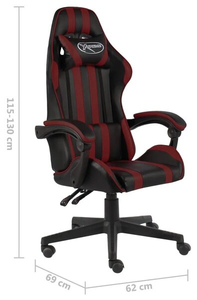 Gaming stolica od umjetne kože crna i crvena boja vina - boja crnog vina 1 Bez naslona za noge Boja crnog vina