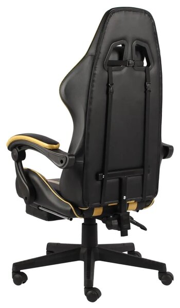 Gaming stolica od umjetne kože s osloncem za noge crno-zlatna - Zlatno 1 Sa naslonom za noge Zlatno