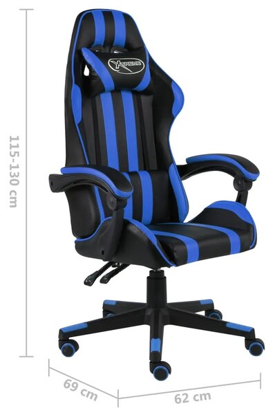 Gaming stolica od umjetne kože crno-plava - Plava 1 Bez naslona za noge Plava