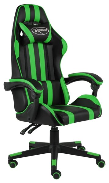 Gaming stolica od umjetne kože crno-zelena - Zelena 1 Bez naslona za noge Zelena