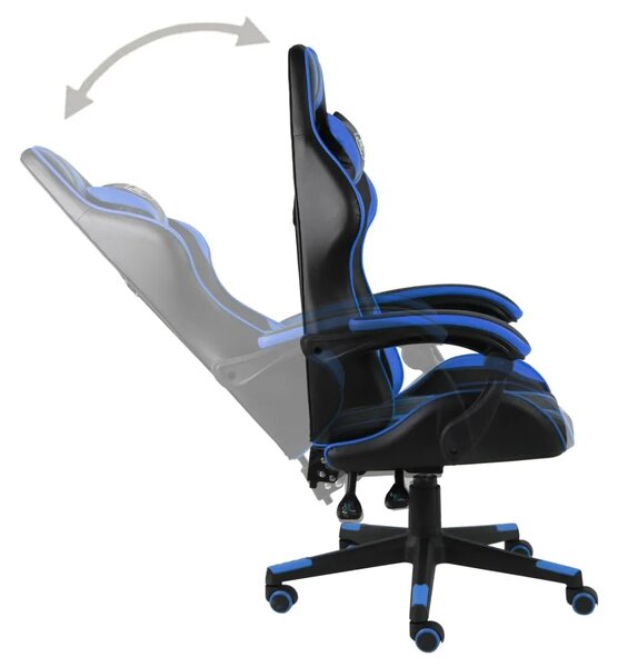 Gaming stolica od umjetne kože crno-plava - Plava 1 Bez naslona za noge Plava